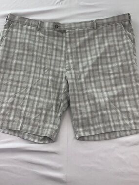 ENRO Golf Shorts Gray & White Plaid Bermuda Performance Fabric Mens Size 50